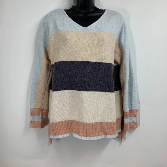 Soft Surroundings Women's Lisbeth Block Pastel Striped Pullover Sweater Size XS - Picture 1 of 12